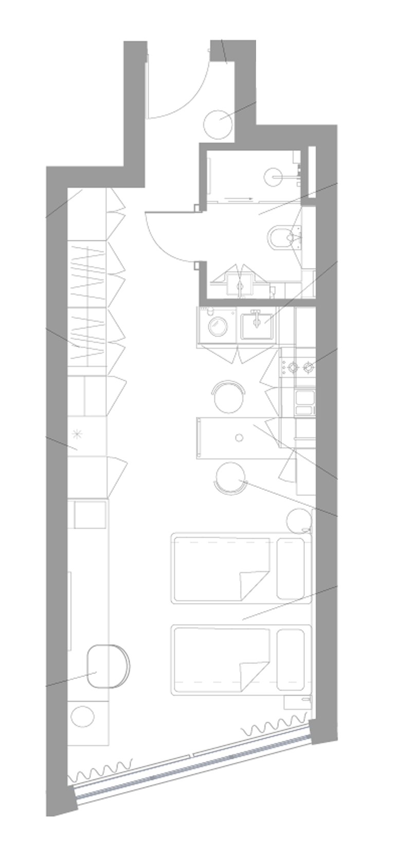 Планировка — Апарт-отель Well Московский, Студия, 36 м²