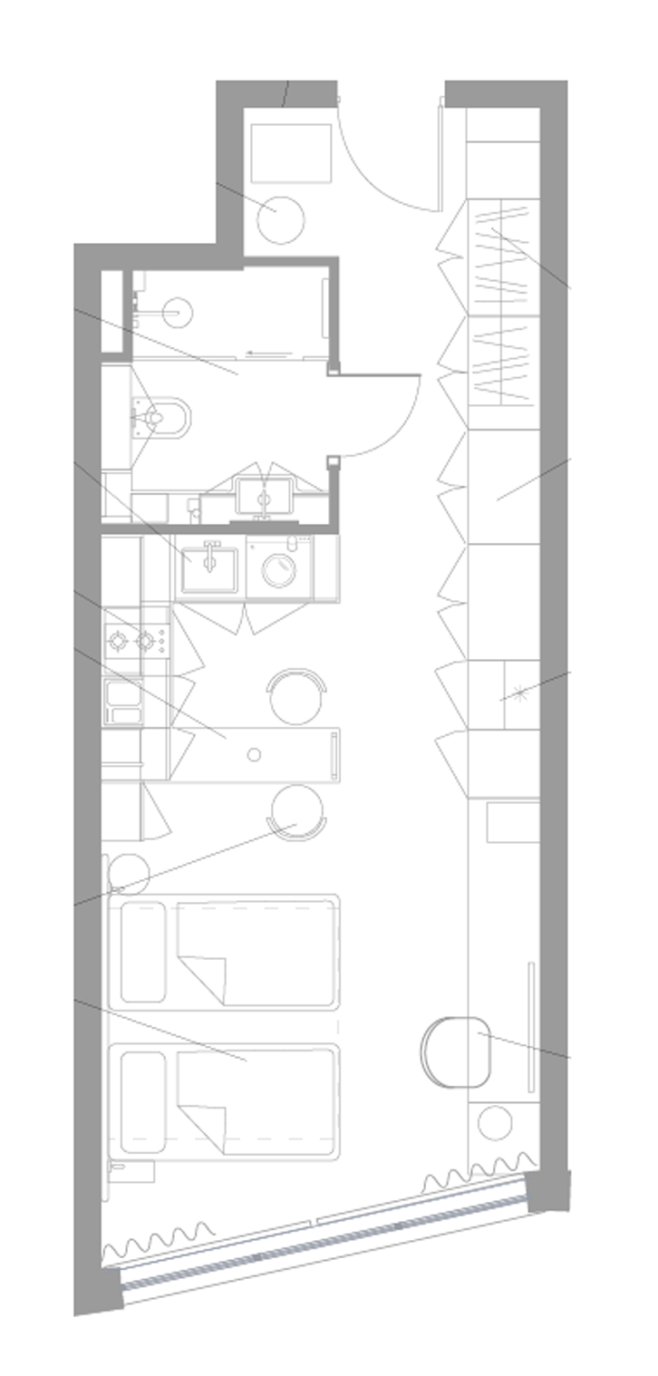 Планировка — Апарт-отель Well Московский, Студия, 35 м²