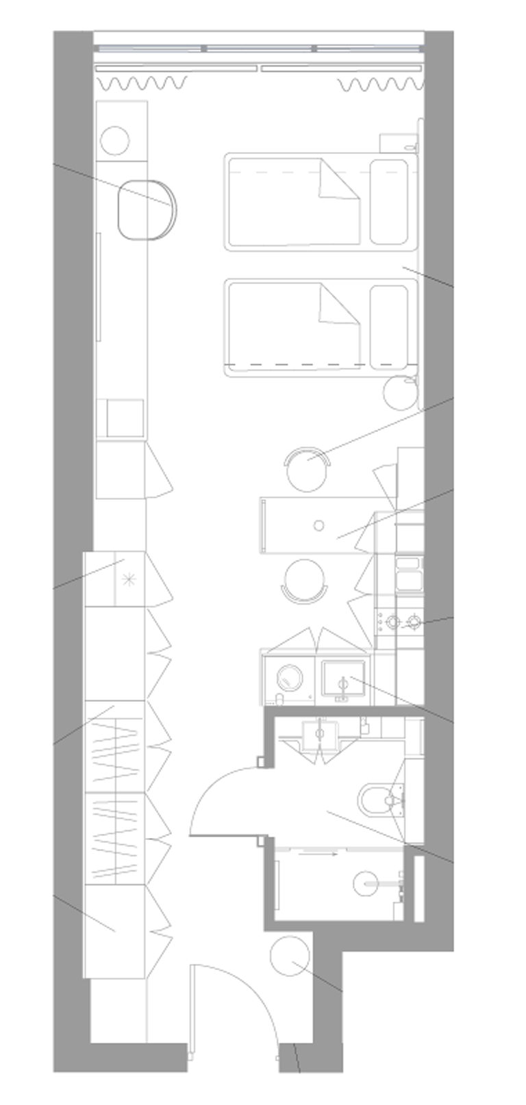 Планировка — Апарт-отель Well Московский, Студия, 33 м²