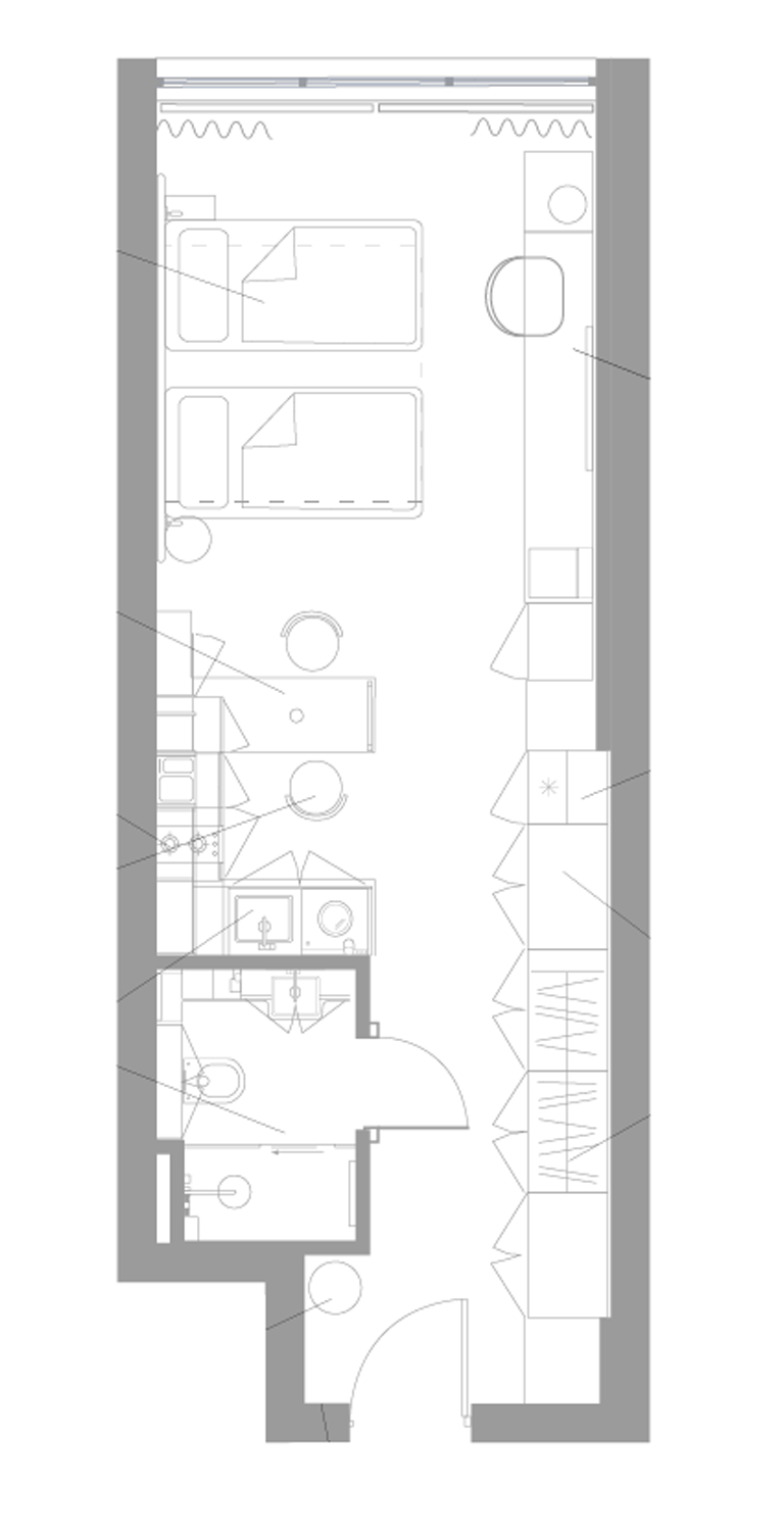 Планировка — Апарт-отель Well Московский, Студия, 33 м²