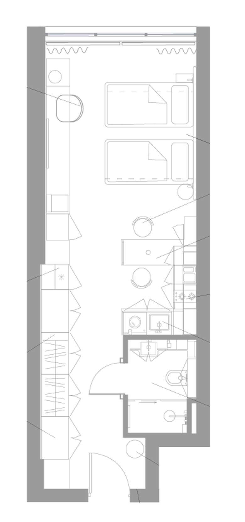 Планировка — Апарт-отель Well Московский, Студия, 33 м²