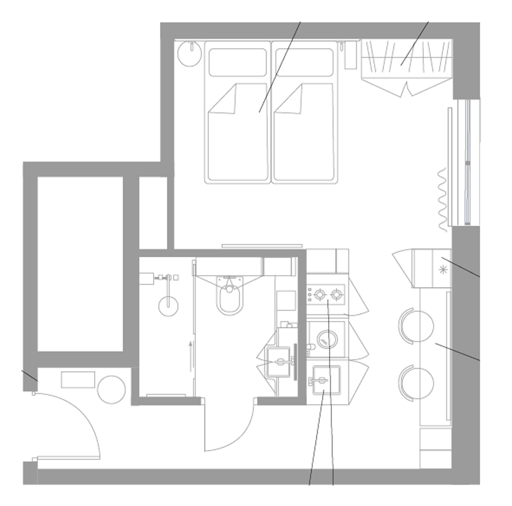 Планировка — Апарт-отель Well Московский, Студия, 22 м²