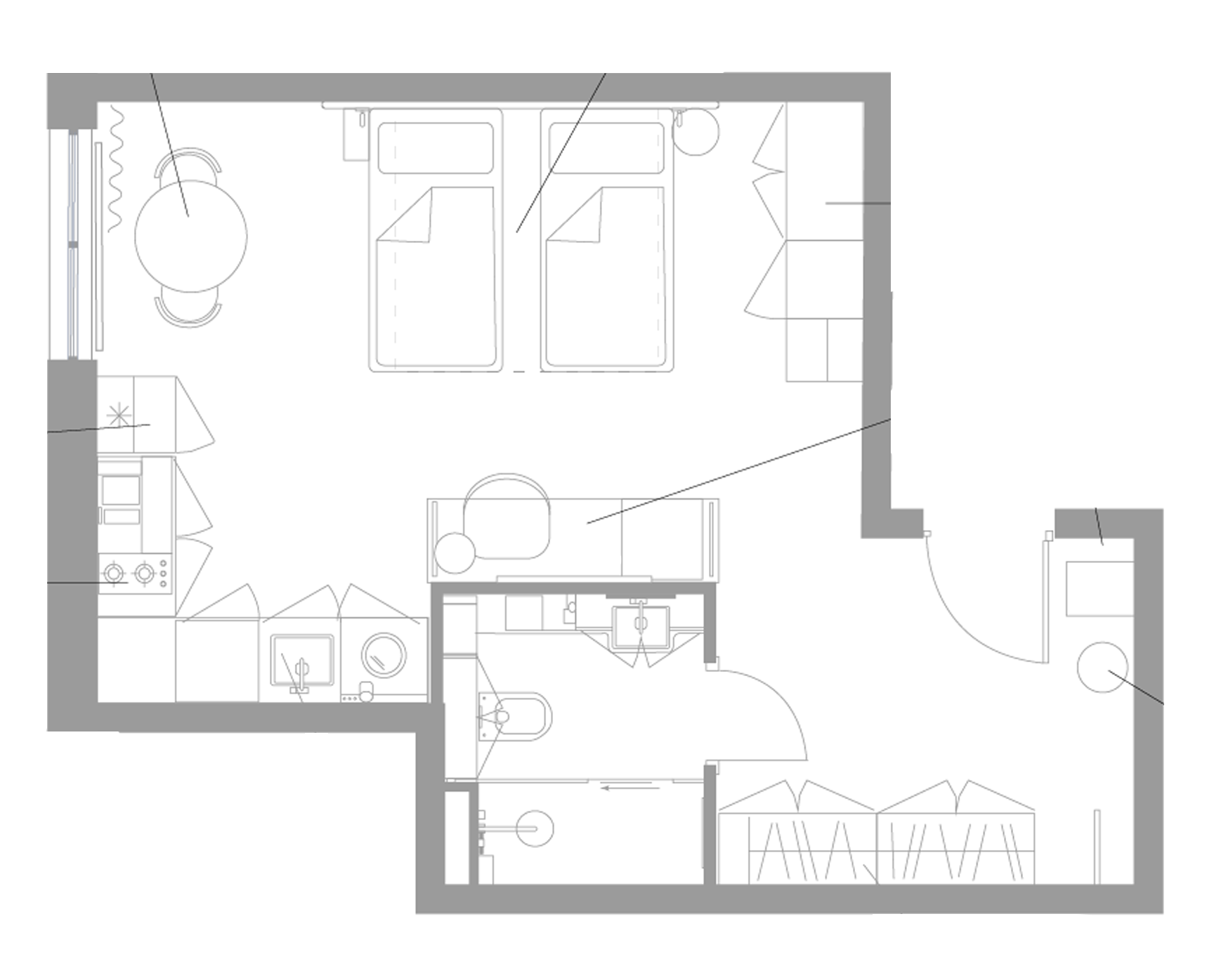 Планировка — Апарт-отель Well Московский, Студия, 35 м²