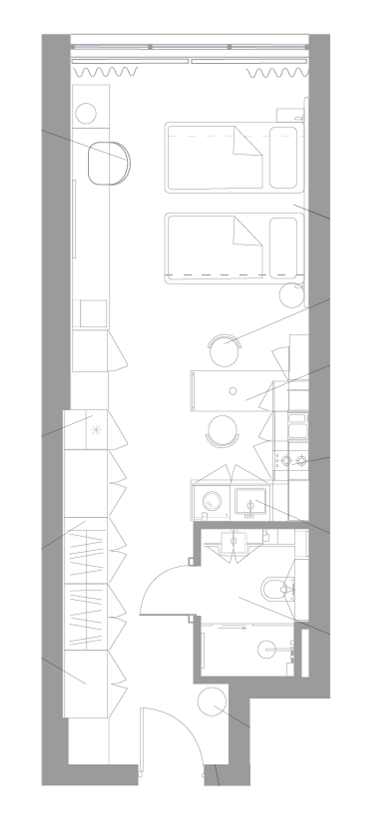 Планировка — Апарт-отель Well Московский, Студия, 33 м²
