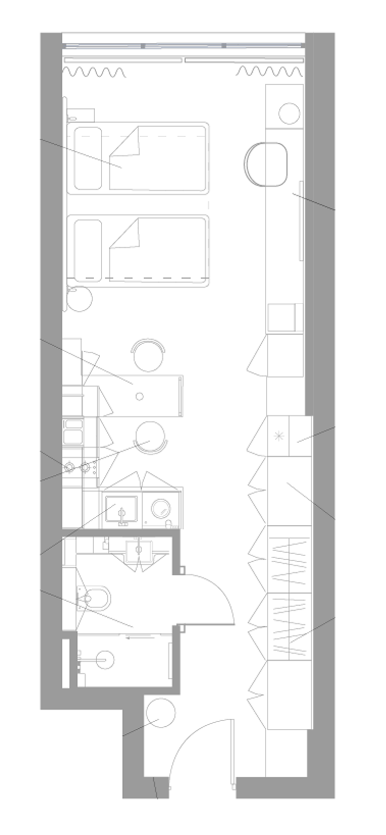 Планировка — Апарт-отель Well Московский, Студия, 33 м²