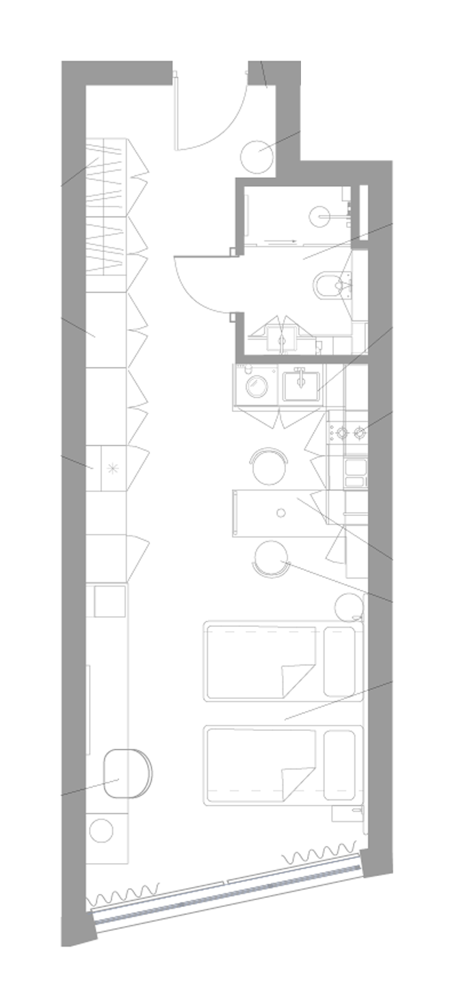 Планировка — Апарт-отель Well Московский, Студия, 38 м²