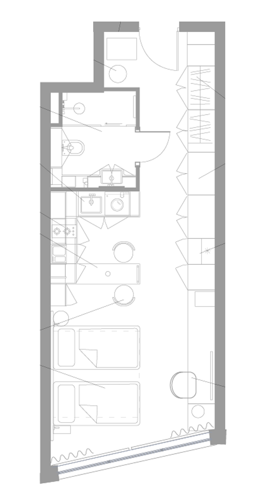 Планировка — Апарт-отель Well Московский, Студия, 35 м²