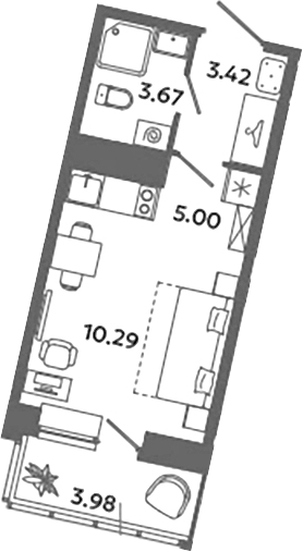 Планировка — Загляденье, Студия, 22 м²