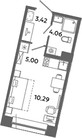 Планировка — Загляденье, Студия, 23 м²