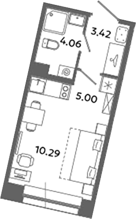 Планировка — Загляденье, Студия, 23 м²
