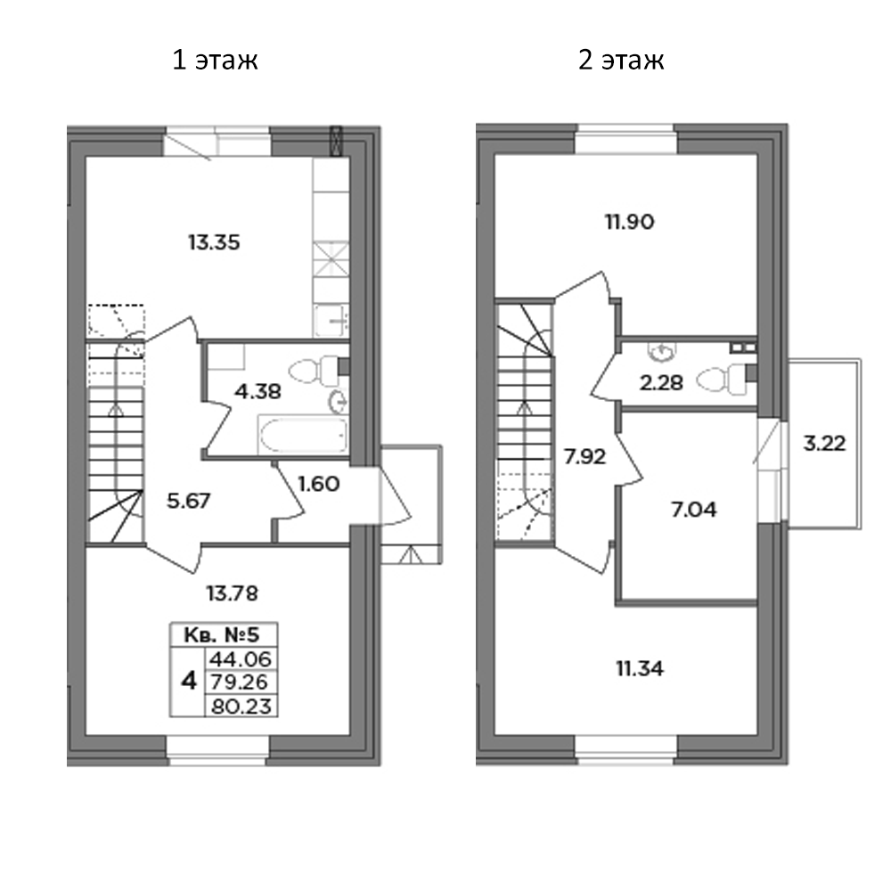 Планировка — Федоровское, 4-комн., 79 м²