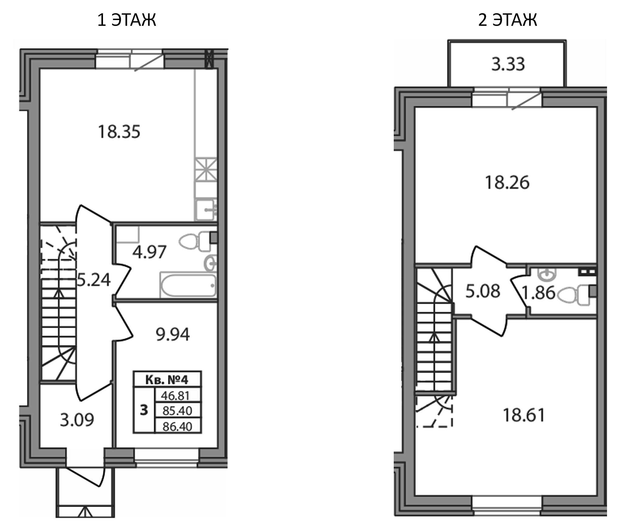 Планировка — Федоровское, 3-комн., 85 м²