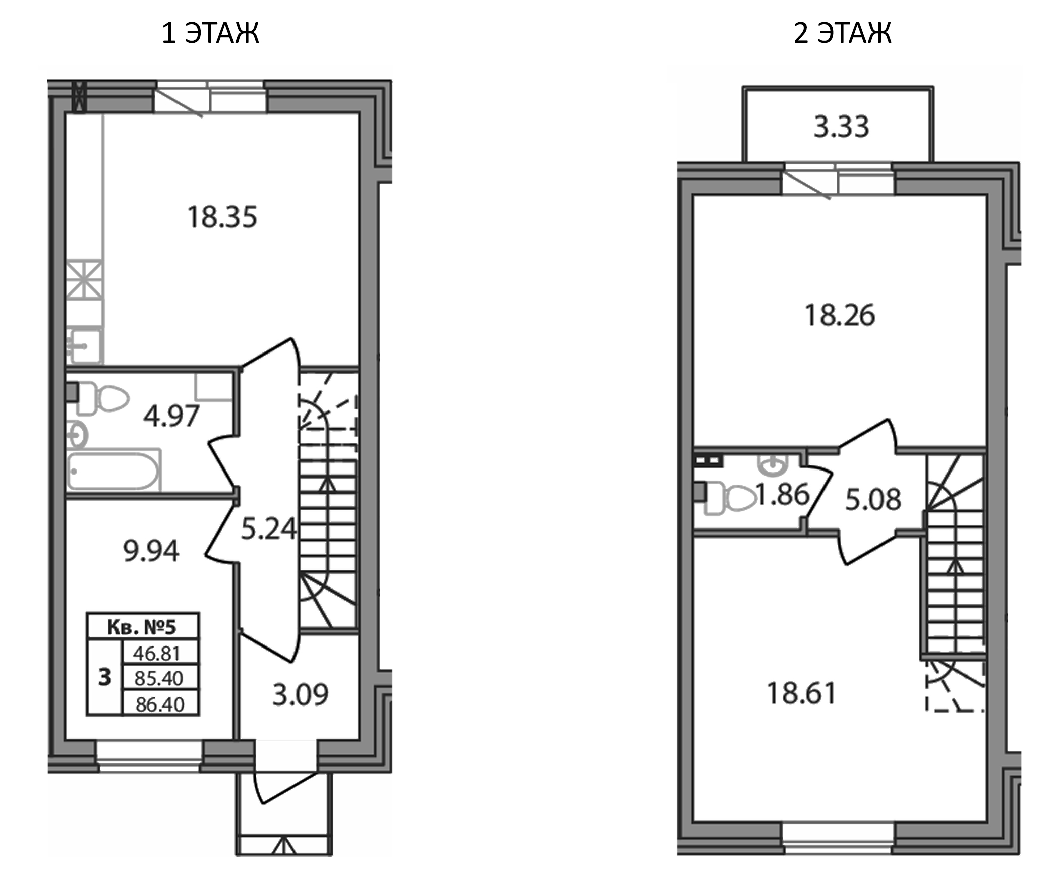 Планировка — Федоровское, 3-комн., 85 м²