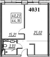 Планировка — Апарт-отель YES Primorsky, 1-комн., 44 м²