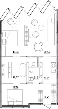 Планировка — Zen Garden, 3-комн., 77 м²