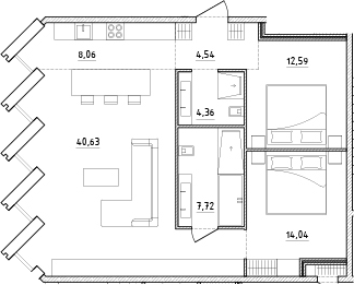 Планировка — Zen Garden, 3-комн., 92 м²