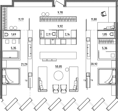 Планировка — Zen Garden, 4-комн., 154 м²