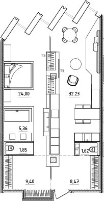 Планировка — Zen Garden, 2-комн., 83 м²