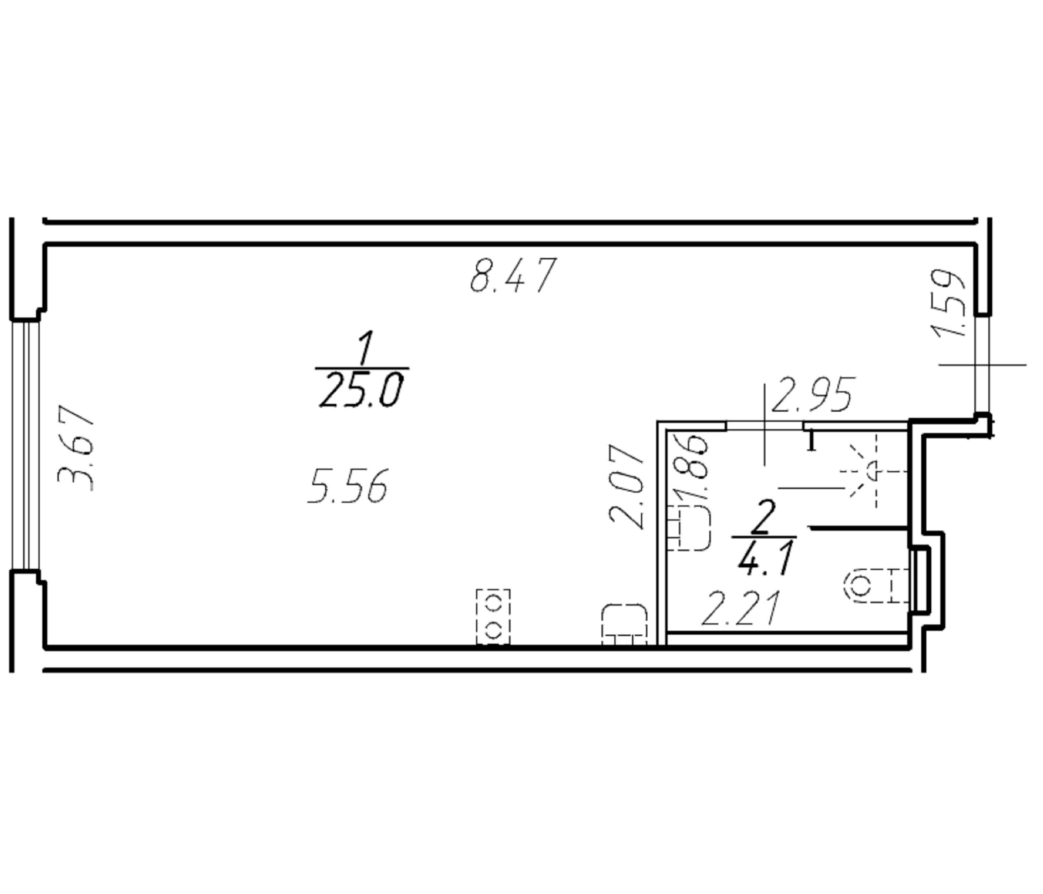 Планировка — Yard Residence, Студия, 29 м²