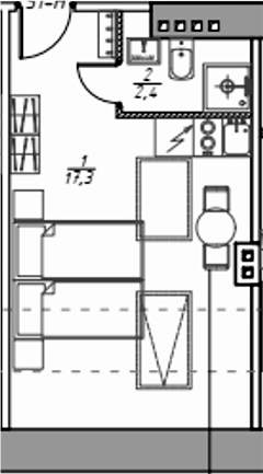 Планировка — Отель «Константин» (Заслонова, 8), Студия, 21 м²