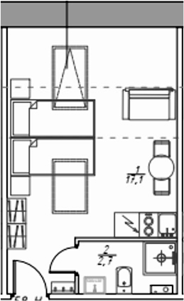Планировка — Отель «Константин» (Заслонова, 8), Студия, 20 м²