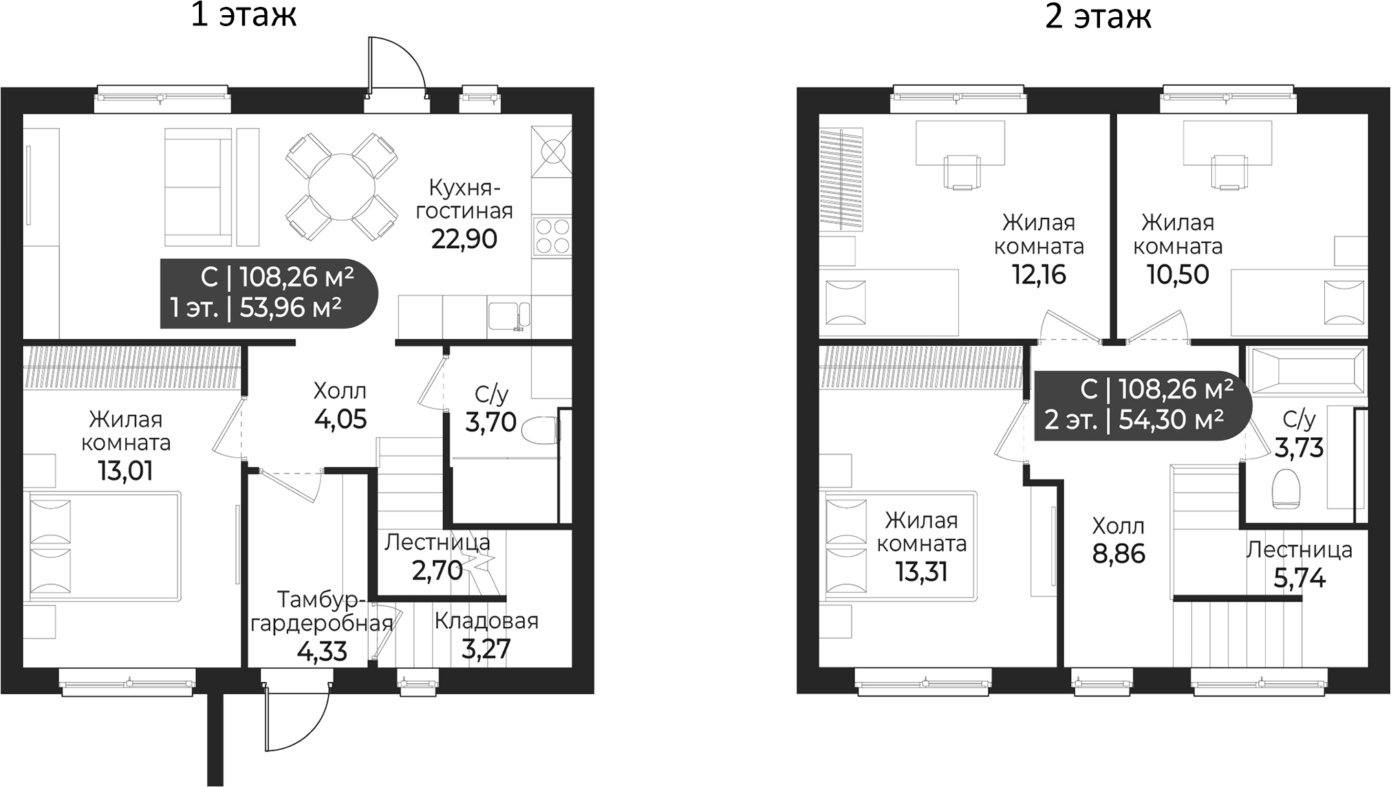 Планировка — СветЛО, 4-комн., 108 м²