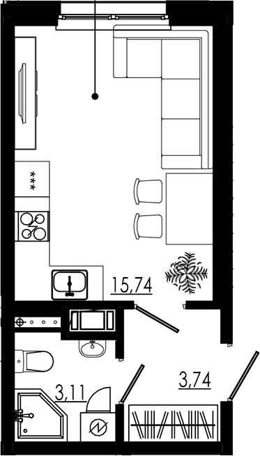 Планировка — LIBERTY DOM, Студия, 23 м²