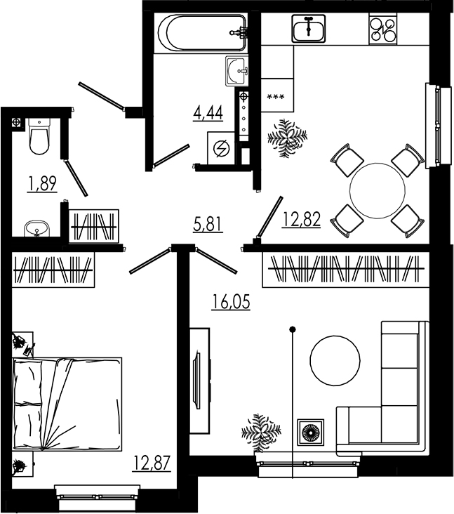 Планировка — LIBERTY DOM, 2-комн., 54 м²