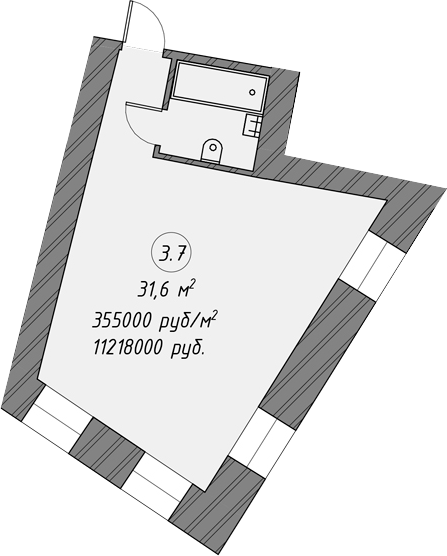 Планировка — Печатника Григорьева 16/3, 1-комн., 32 м²