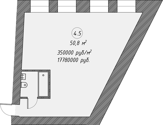 Планировка — Печатника Григорьева 16/3, 1-комн., 51 м²
