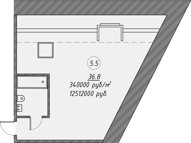 Планировка — Печатника Григорьева 16/3, 1-комн., 37 м²