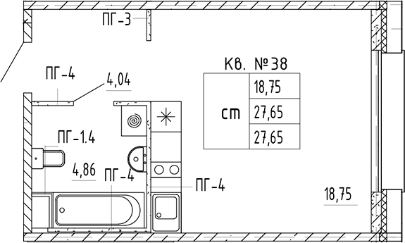 Планировка — PLUS Пулковский, Студия, 28 м²