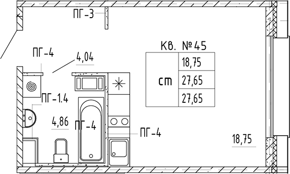 Планировка — PLUS Пулковский, Студия, 28 м²