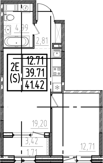 Планировка — ОРО от Аквилон, 2-комн., 40 м²