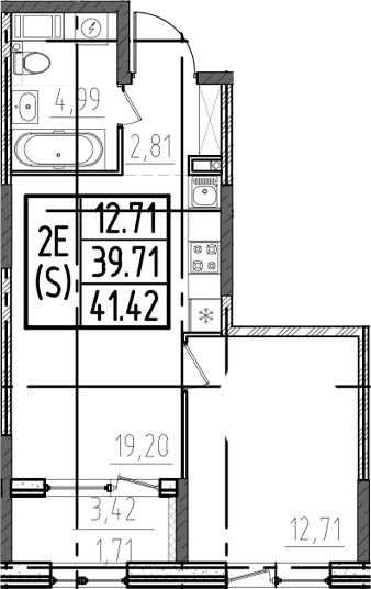 Планировка — ОРО от Аквилон, 2-комн., 40 м²
