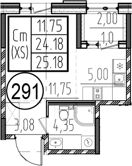 Планировка — ОРО от Аквилон, Студия, 24 м²