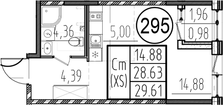 Планировка — ОРО от Аквилон, Студия, 29 м²