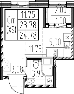 Планировка — ОРО от Аквилон, Студия, 24 м²