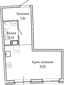 Планировка — Аквилон Рива, Студия, 31 м²
