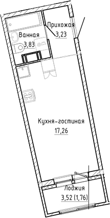Планировка — Аквилон Рива, Студия, 24 м²