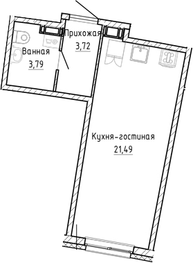 Планировка — Аквилон Рива, Студия, 29 м²