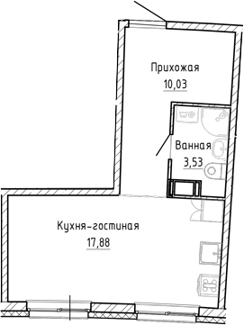 Планировка — Аквилон Рива, Студия, 31 м²