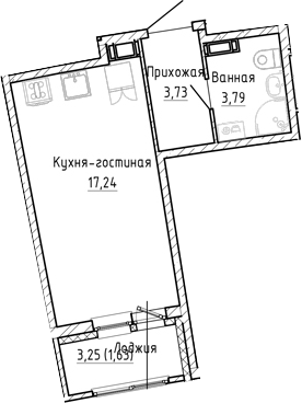 Планировка — Аквилон Рива, Студия, 25 м²