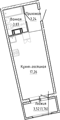 Планировка — Аквилон Рива, Студия, 24 м²