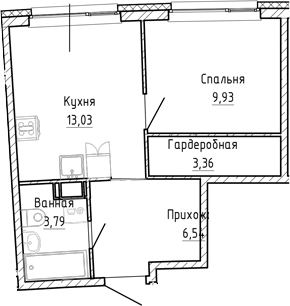 Планировка — Аквилон Рива, 1-комн., 37 м²