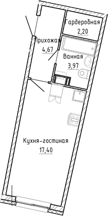 Планировка — Аквилон Рива, Студия, 28 м²