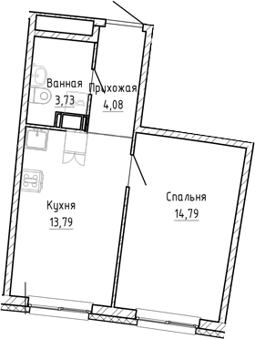 Планировка — Аквилон Рива, 1-комн., 36 м²