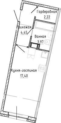 Планировка — Аквилон Рива, Студия, 28 м²
