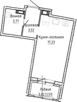 Планировка — Аквилон Рива, Студия, 25 м²