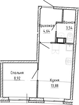 Планировка — Аквилон Рива, 1-комн., 31 м²